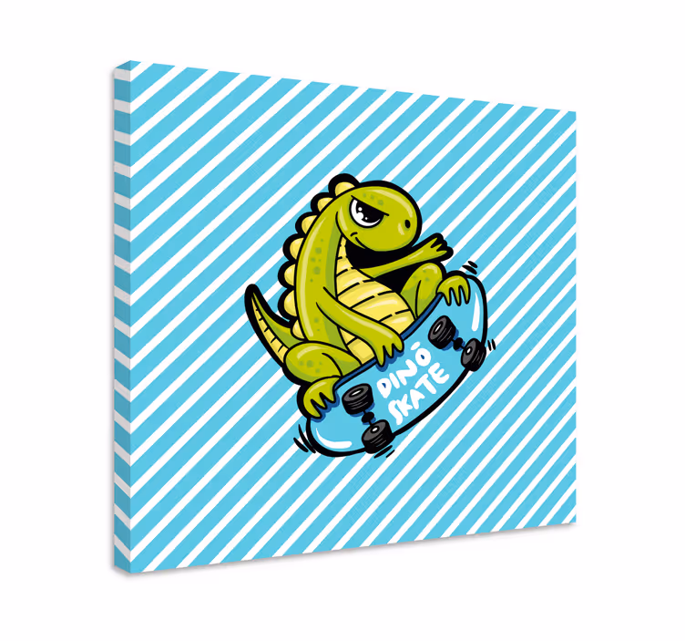 Dinosaurs lerretsbilde dino skateboard moro - Tenstickers