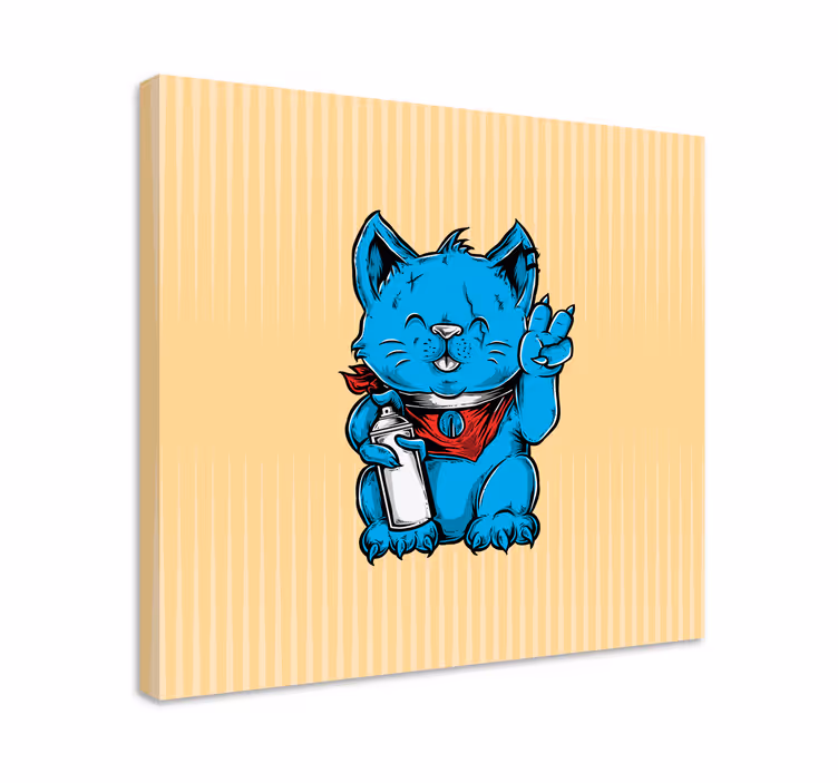 Leken blå katt katte lerretsbilde - Tenstickers
