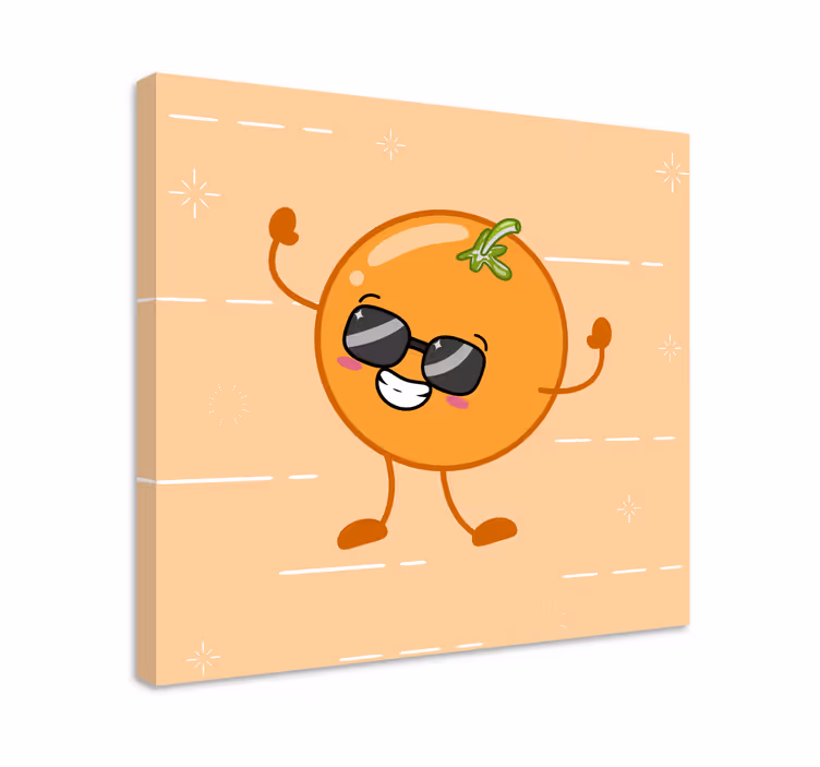 Søt smilende oransje tegneserie lerretsbilde moderne - Tenstickers