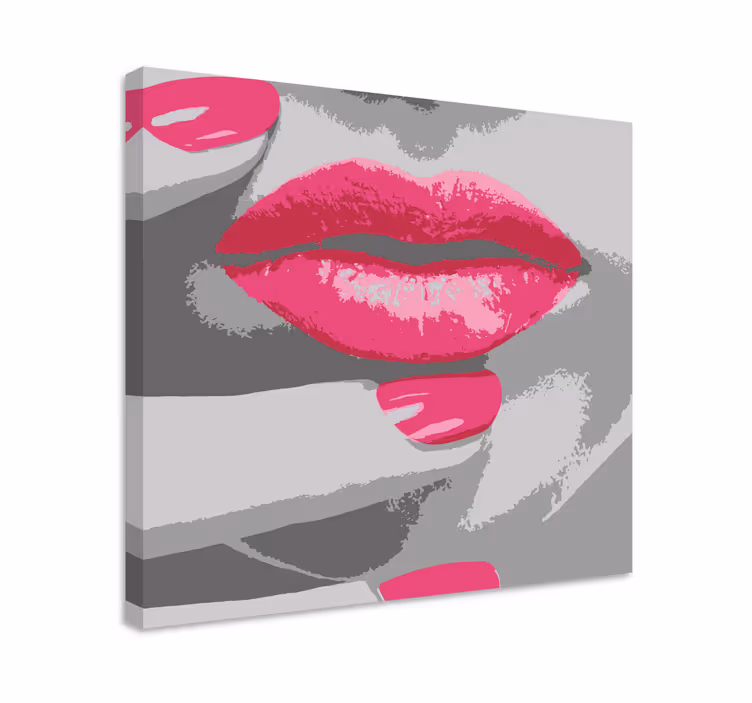 Lerretsbilde vintage med rosa leppe detaljer - Tenstickers