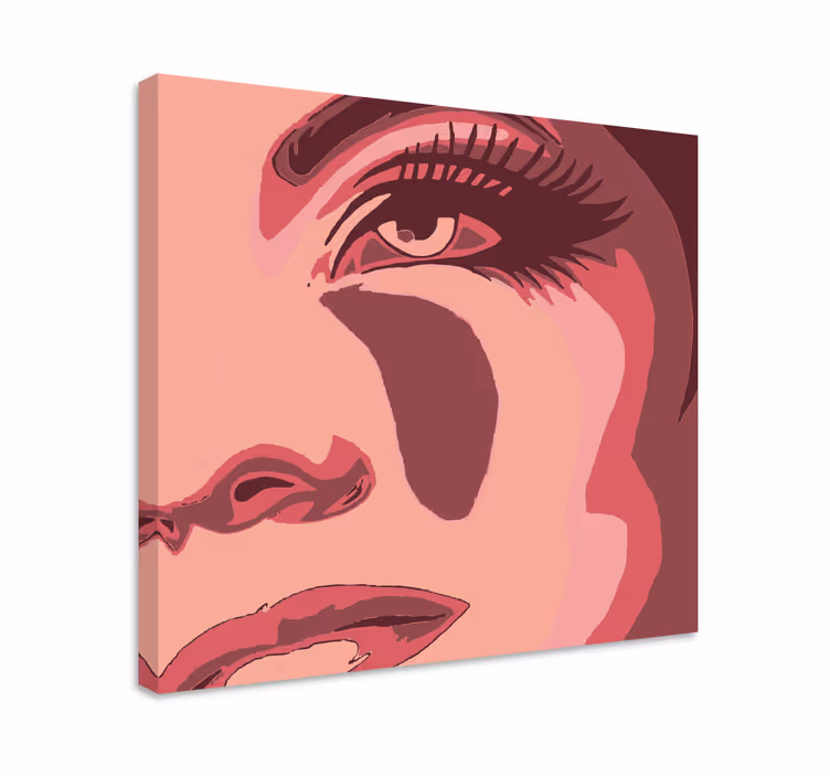 Jente ansikt pop art lerretsbilde moderne - Tenstickers