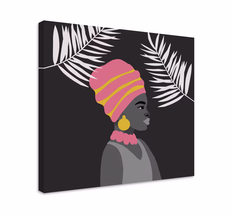 Afrikansk kvinne graffiti stil lerretsbilde moderne - Tenstickers