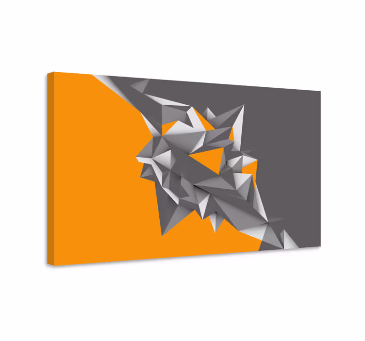 Grå og oransje geometriske abstrakte former lerretsbilde 3d - Tenstickers