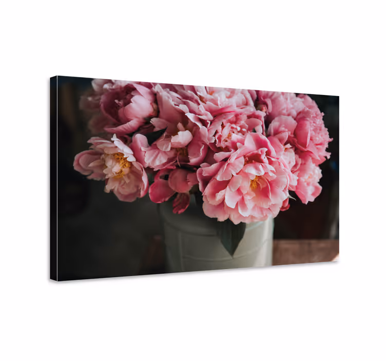 Blomst lerretsbilde peonibukett i rosa - Tenstickers