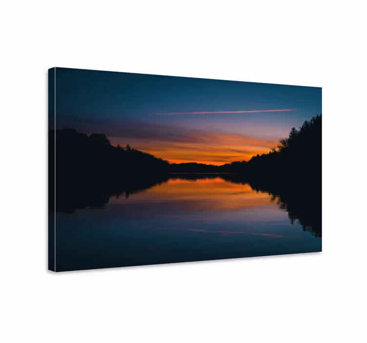 Landskaps lerretsbilde rolig solnedgang refleksjon - Tenstickers