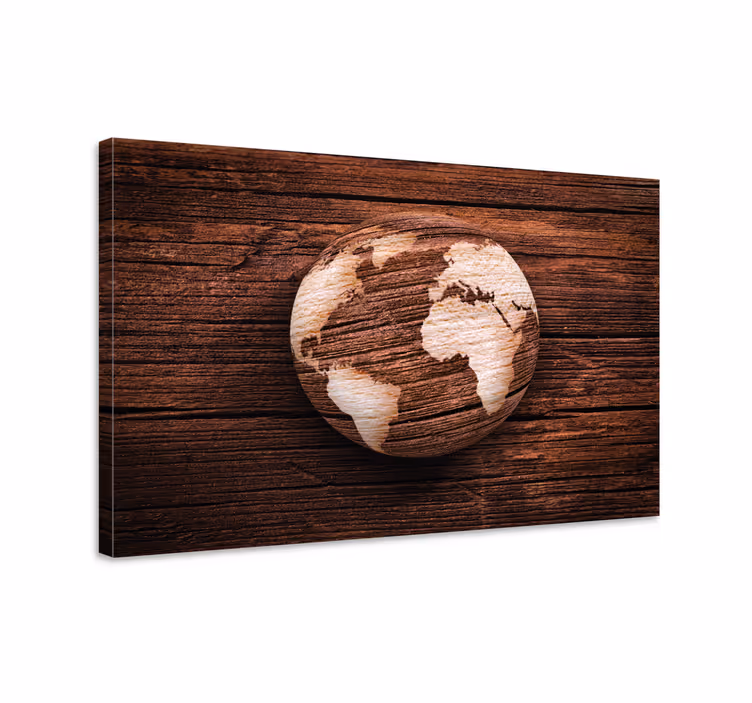 Geografisk verdenskart av tre lerretsbilde 3d - Tenstickers