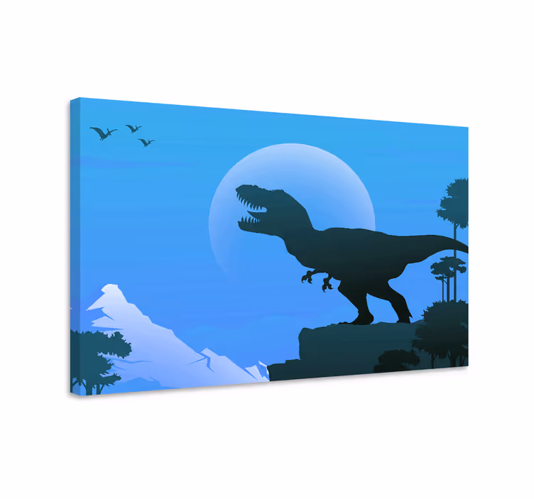 Dinosaurs lerretsbilde t-rex silhuett - Tenstickers