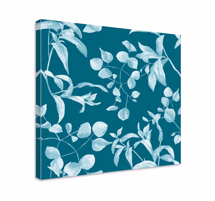 Blomst lerretsbilde med elegant bladdesign - Tenstickers