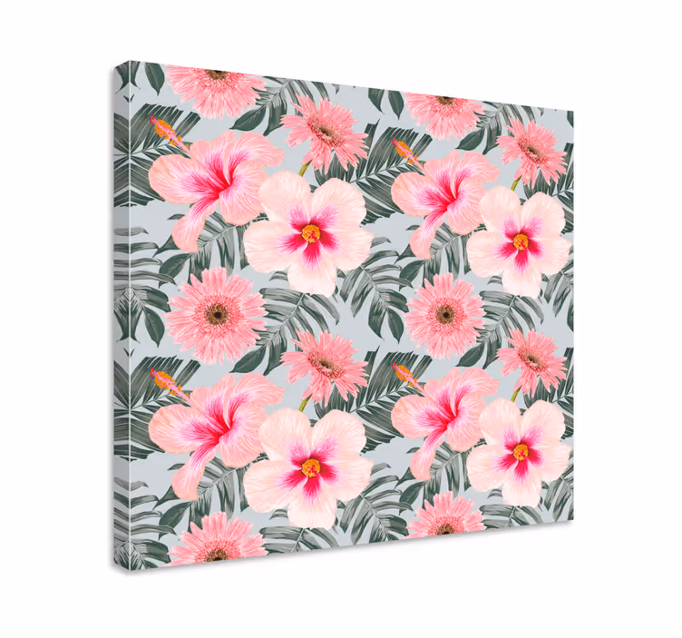 Blomst lerretsbilde tropisk blomsteroppsett - Tenstickers