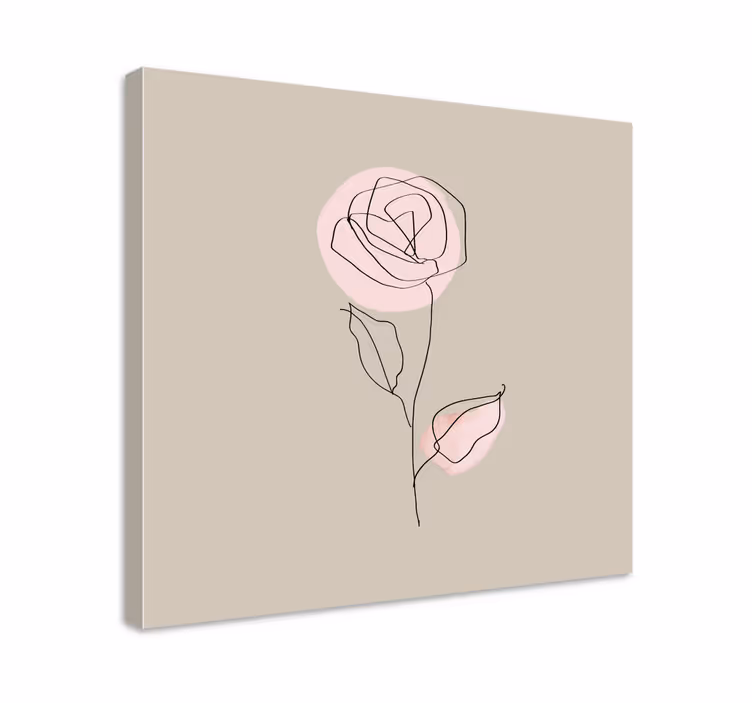 Blomst lerretsbilde elegant linje rose - Tenstickers