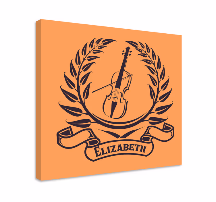 Lerretsbilde musikal violin laurel emblem - Tenstickers
