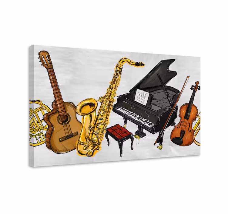 Male musikkinstrumenter lerretsbilde musikal - Tenstickers