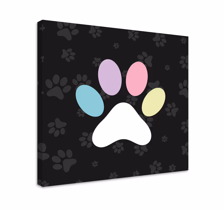Hunde lerretsbilde med fargerike poteavtrykk - Tenstickers