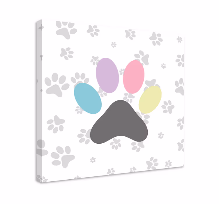 Fargerike poteavtrykk hunde lerretsbilde - Tenstickers
