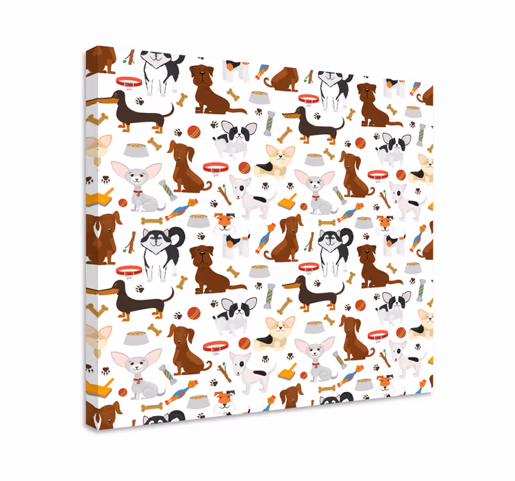 Hunde lerretsbilde lekne valper par - Tenstickers