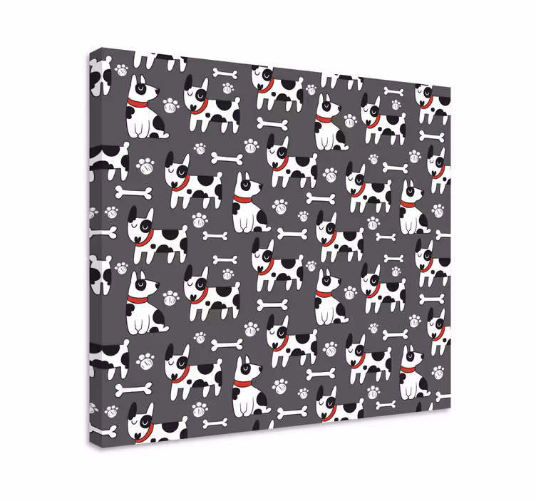 Hunde lerretsbilde med lekne hundemønstre - Tenstickers
