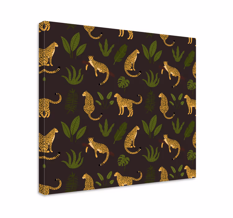 Hunde lerretsbilde leoparder og blader - Tenstickers
