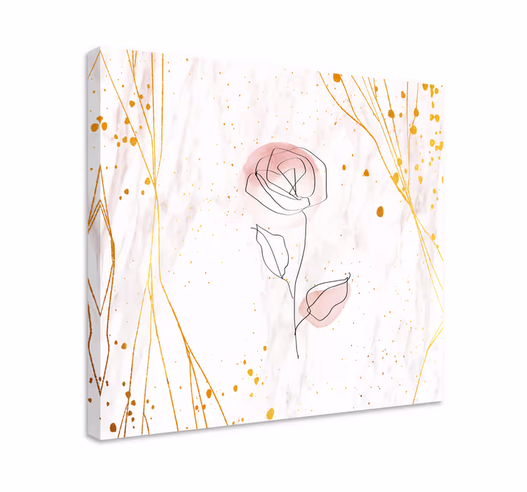 Rose på gylden bakgrunn lerretsbilde 3d - Tenstickers
