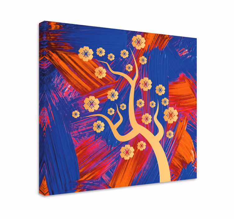 Blomst lerretsbilde tre med blomster - Tenstickers