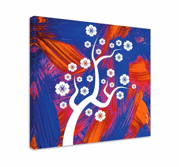 Blomst lerretsbilde hvit blomstertre - Tenstickers