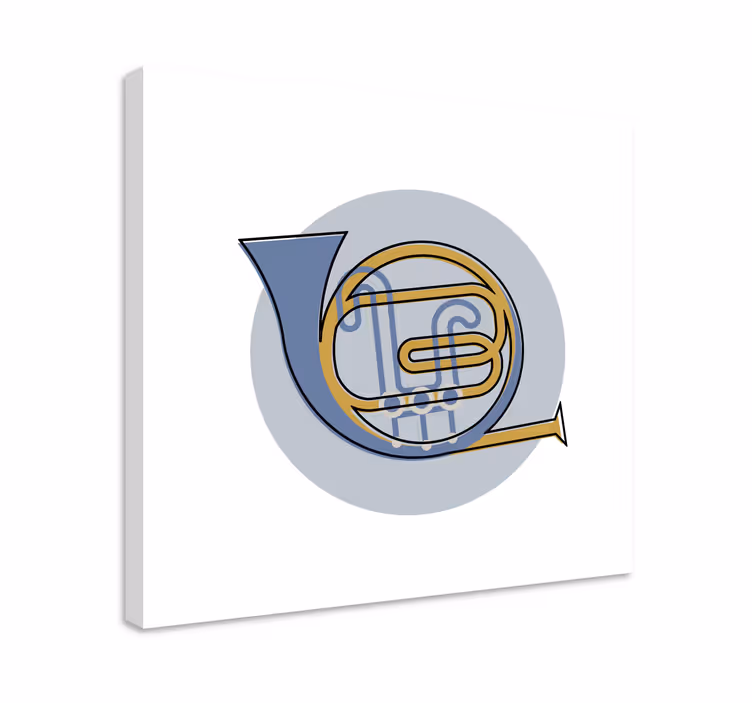 Lerretsbilde musikal fransk horn kontur - Tenstickers