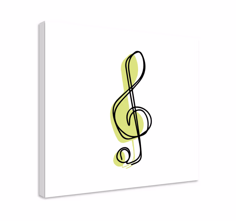 Lerretsbilde musikal notenøkkel kontur - Tenstickers
