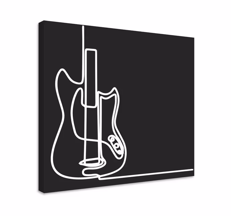 Lerretsbilde musikal elektrisk gitar kontur - Tenstickers