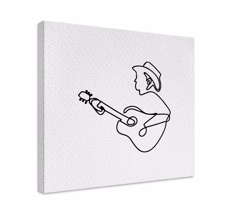 Svart gitarist minimalist lerretsbilde musikal - Tenstickers