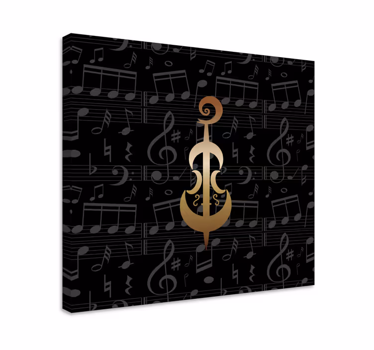 Gyllen cellosilhuett lerretsbilde musikal - Tenstickers