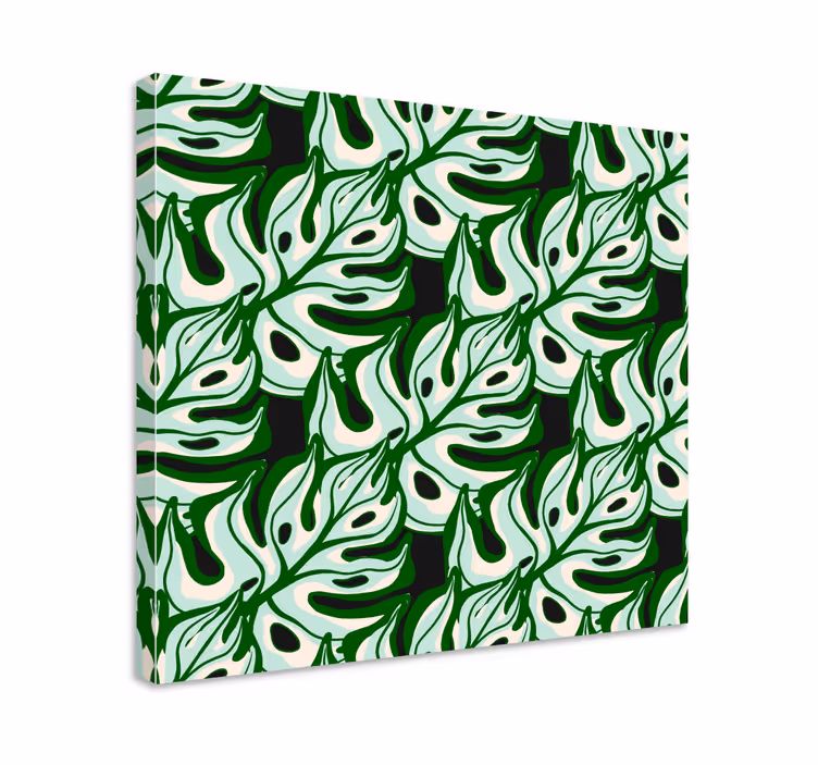 Blomst lerretsbilde monstera bladmønster - Tenstickers