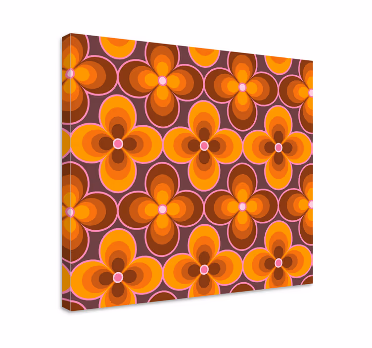 Blomst retro groovy mønster lerretsbilde vintage - Tenstickers