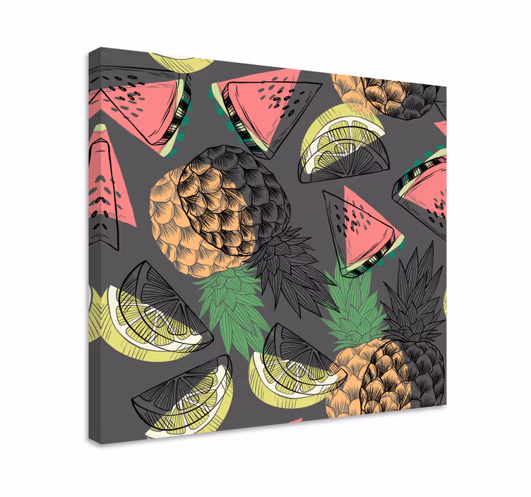 Tropisk ananas motif frukt stillbilde lerretsbilde - Tenstickers