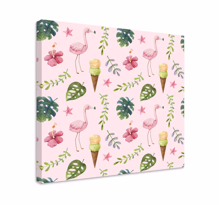 Lerretsbilde mosaikk flamingoer og iskrem - Tenstickers
