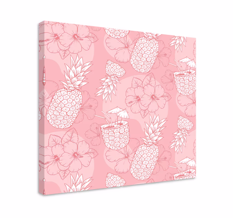 Blomst lerretsbilde ananas hibiskus mønster - Tenstickers