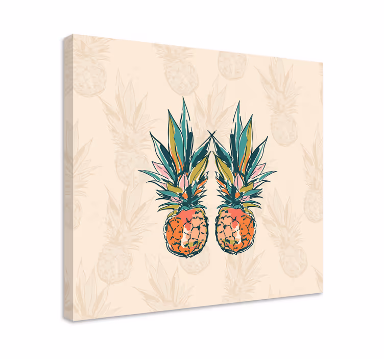 Tropisk ananas duo frukt stillbilde lerretsbilde - Tenstickers