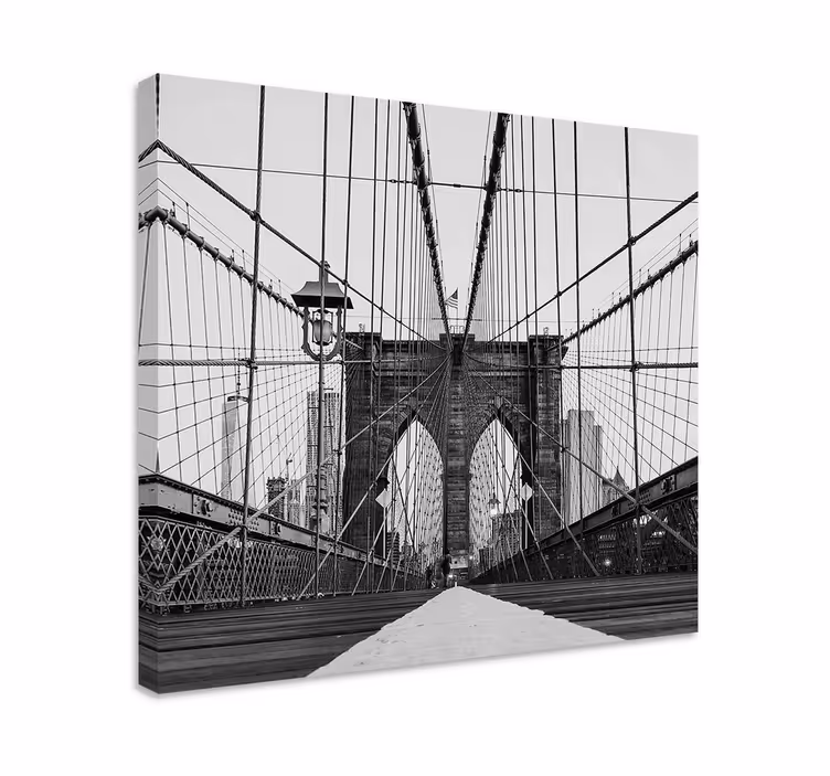 Svart og hvit brooklyn bridge lerretsbilde 3d - Tenstickers