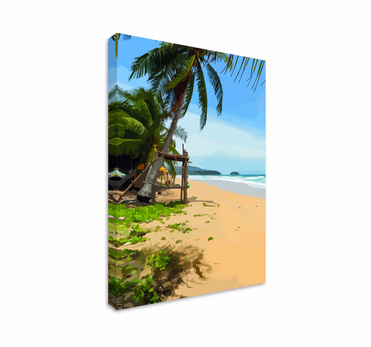 Tropisk strandscene landskaps lerretsbilde - Tenstickers