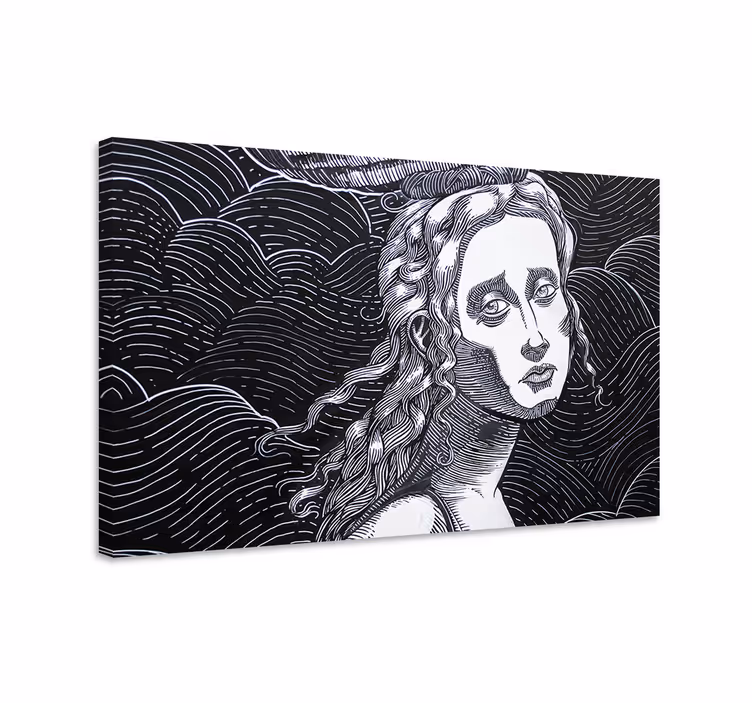 Kvinne, svart / hvitt, illustrasjon lerretsbilde kunst - Tenstickers