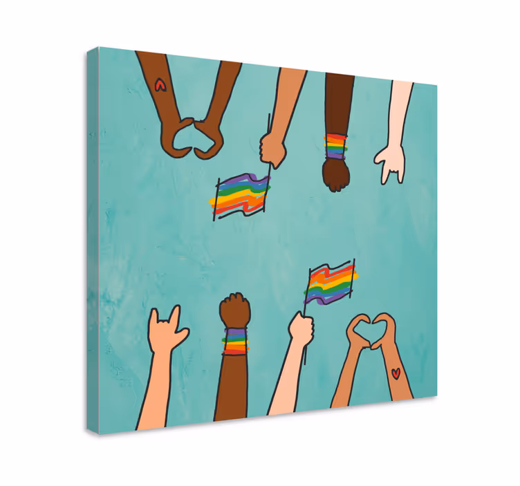 Gay pride doodle stil lerretsbilde hus - Tenstickers