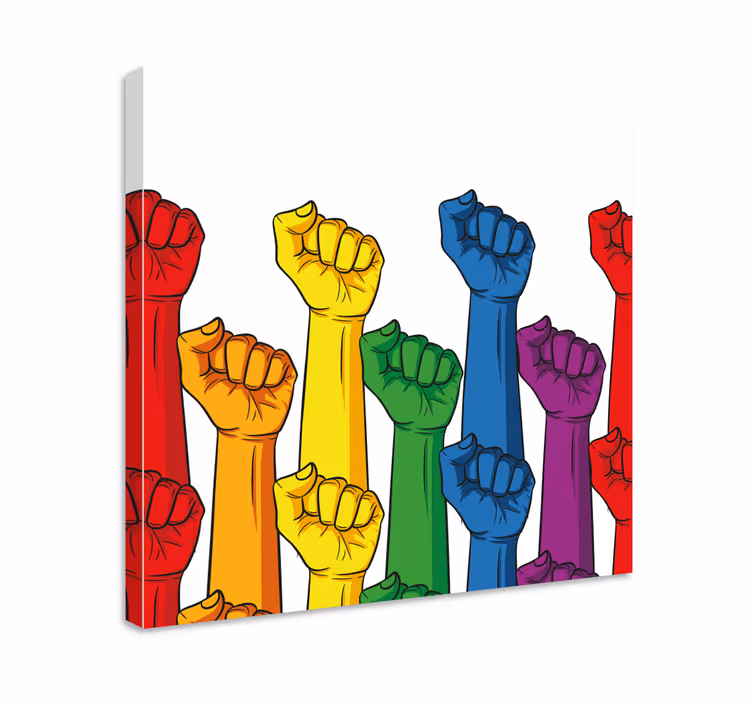 Knyttneve i regnbuefarger pride canvas - Tenstickers