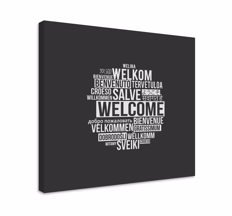Velkommen sirkel lerretsbilde tekster - Tenstickers