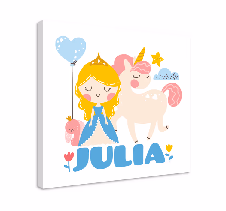 Lerretsbilde spedbarn prinsesse med enhjørning - Tenstickers