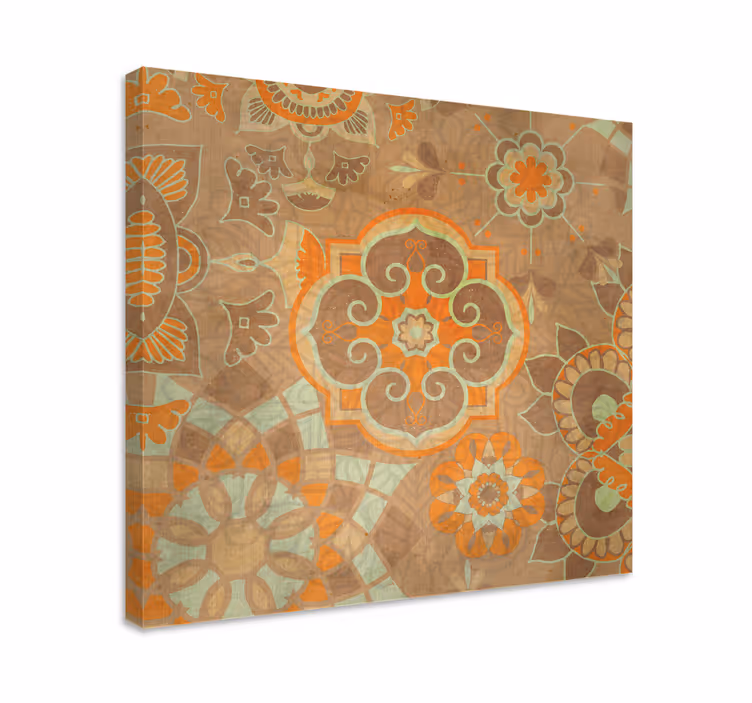 Orientalsk lerretstrykk med detaljerte botaniske motiver - Tenstickers