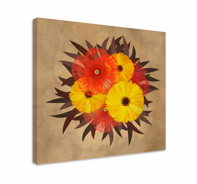 Blomst lerretsbilde med livlige blomsterarrangementer - Tenstickers
