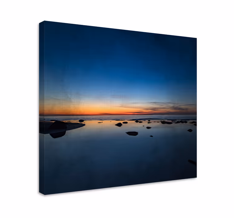 Stille hav ved solnedgang landskaps lerretsbilde - Tenstickers