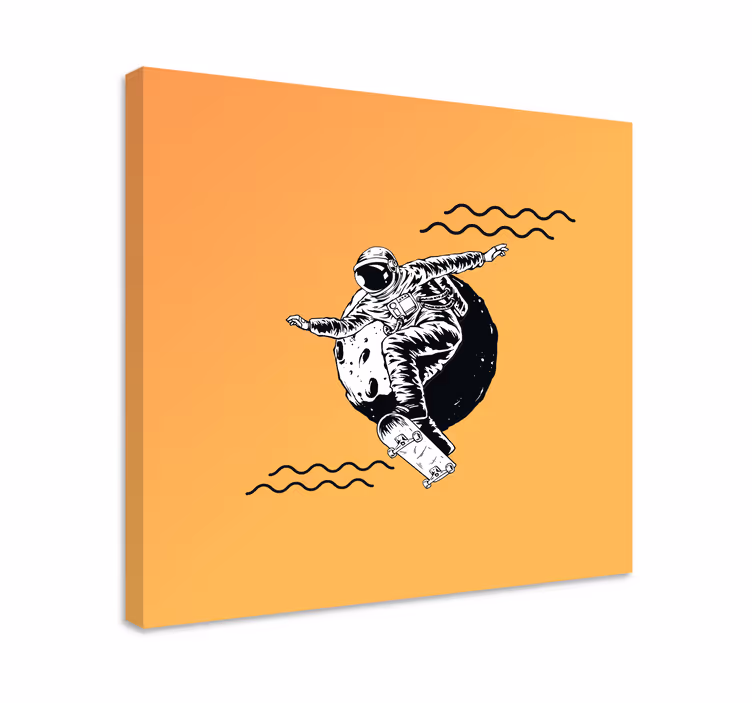 Videospill lerretstrykk cosmonaut skateboarding - Tenstickers