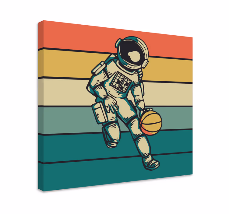 Sport lerretsbilde kosmonaut spiller basketball - Tenstickers