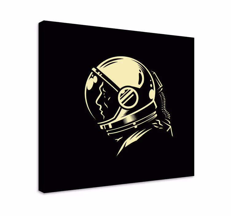 Vintage monokrom kosmonaut lerretsbilde soverom - Tenstickers