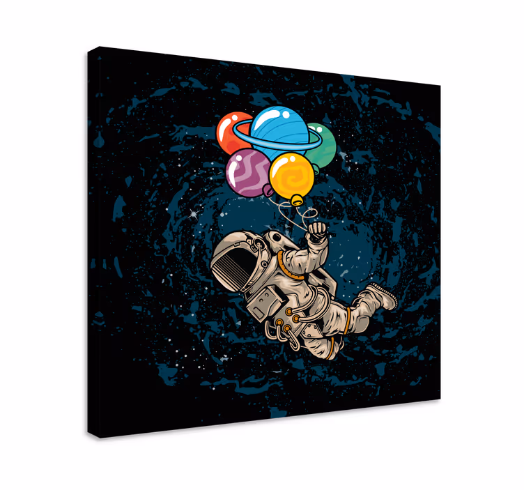 Videospill lerretstrykk astronaut med ballonger - Tenstickers