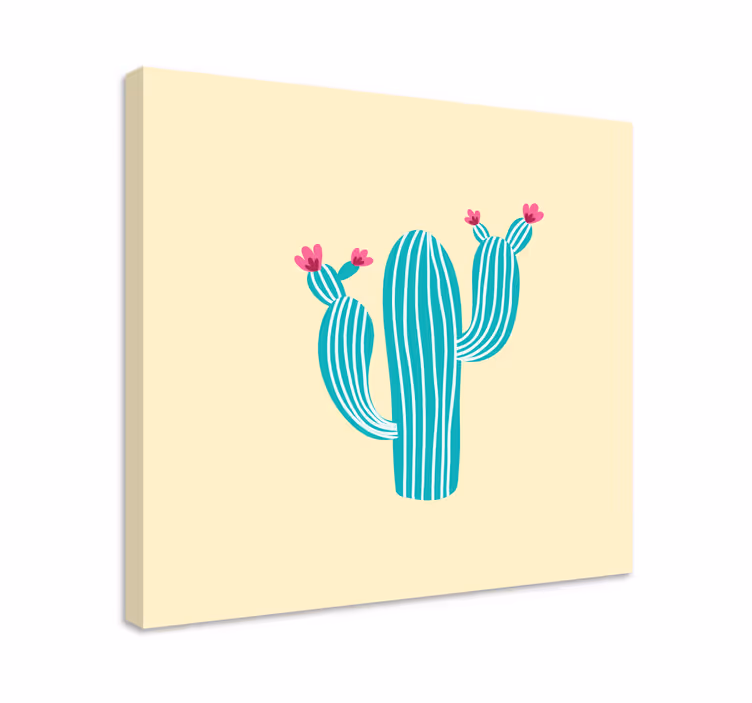 Blomst lerretsbilde kaktus med blomster - Tenstickers